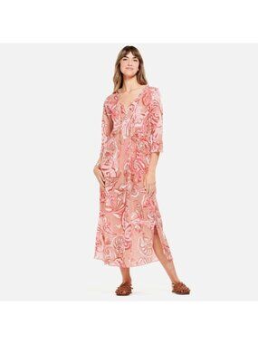 One Season amalfi long poppy medium midi dress in terracotta (OO661)